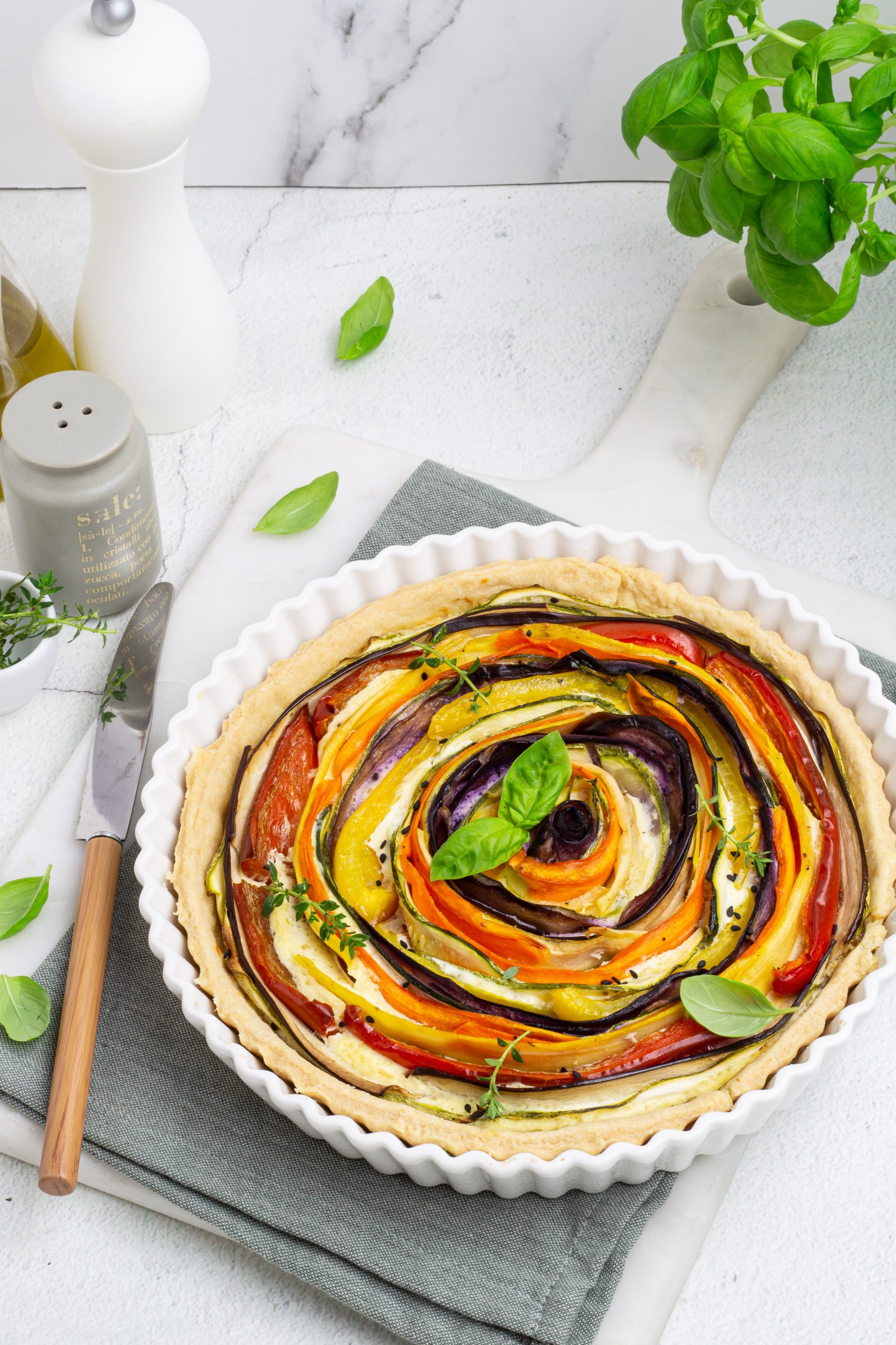 Torta salata con spirale di verdure